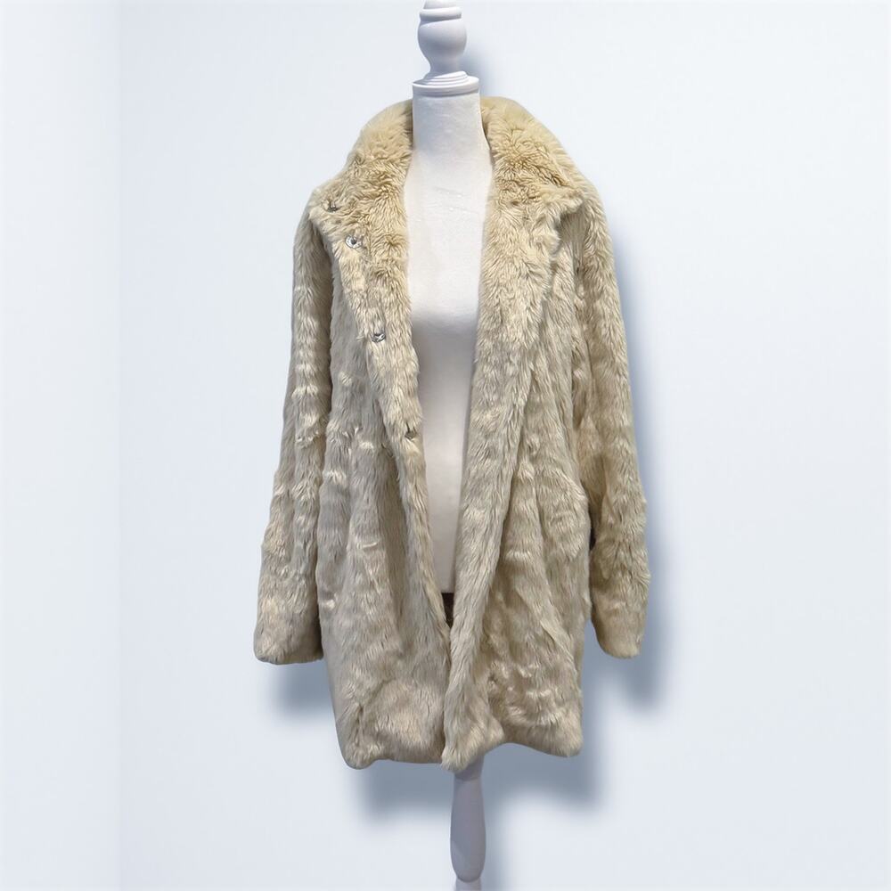 MADEWELL Stagedoor Faux Fur Coat White Jacket Sz M - Picture 2 of 6